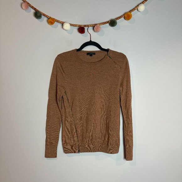 J. Crew brown tan merino wool zipper sweater - Picture 1 of 6
